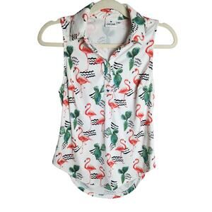 Flamingo Print Sleeveless Top